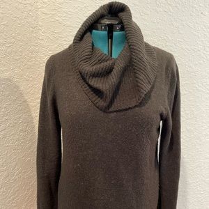 Cable & Gauge Cowl Neck Sweater Excellent Clean Condition Size L Dark Brown